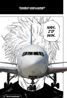 a drawing of an airplane with the words nah i 'd win