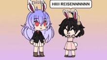 a cartoon girl with bunny ears is standing next to another girl