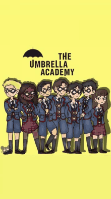 a poster for the umbrella academy shows a group of children