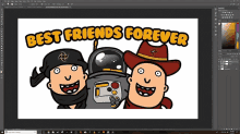 a computer screen shows two cartoon characters with the words " best friends forever " on the bottom