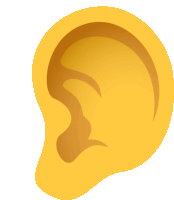 a yellow ear on a white background with a curve in the middle