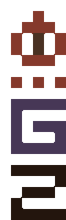 a pixel art of the letter g with a crown