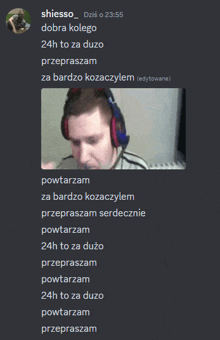 a screenshot of a man wearing headphones with the time of 23:59