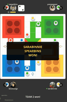 sarabinnie spearbins won a game of chess