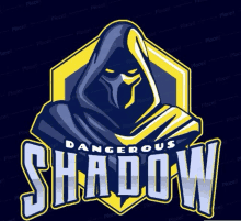 a logo for a team called dangerous shadow with a hooded figure