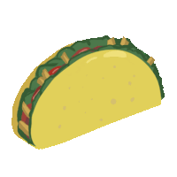 an illustration of a taco with lettuce and tomatoes