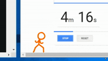 a stick figure is standing next to a stop button