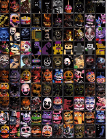 a collage of five nights at freddy 's characters with the words ticedcoffee at the bottom