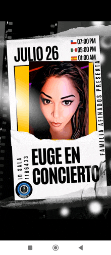 a poster for a concert called eugen en concierto