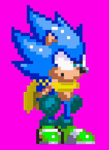 a pixel art drawing of sonic the hedgehog