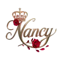 the name nancy with a crown and red roses