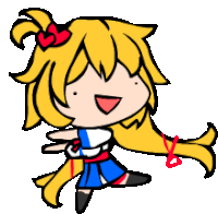 a cartoon drawing of a girl with long hair and a red bow on her head .