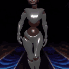 a 3d rendering of a robot with a glowing heart on its chest