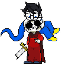 a pixel art drawing of a person carrying another person on their shoulders .