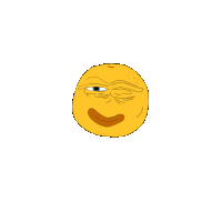 a cartoon drawing of a yellow smiley face with a smile on it