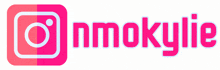 a pink instagram logo with the word nmokylie in white letters