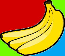 a bunch of bananas against a red and green background