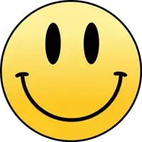 a yellow smiley face with black eyes and a smile on its face