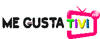 a logo for me gusta tivi hd with a pink tv on it