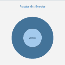 a blue circle with the word exhale in the middle