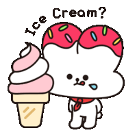 a cartoon character holding an ice cream cone with the words ice cream written around it .