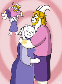 a cartoon drawing of a man and woman hugging with gaga written on the bottom right corner