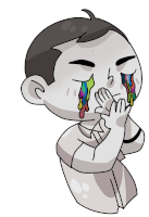 a cartoon of a man covering his mouth with his hand