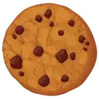 a round cookie with chocolate chips on it on a white background