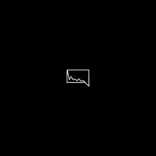 a white line drawing of a speech bubble with a graph on a black background .