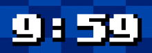 a blue checkered background with black and white squares that says 9:50