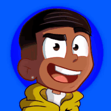 a cartoon boy wearing a yellow nike jacket