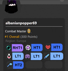 albanianpopper69 is a combat master and has 300 points in europe