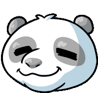 a drawing of a panda with its eyes closed and a smile on its face