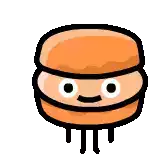 a cartoon drawing of a hamburger with a smiling face .