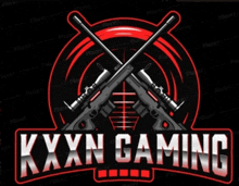 a logo for kxxn gaming shows two crossed guns