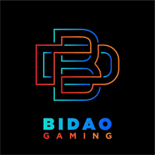 a logo for bidoo gaming with a colorful b on a black background