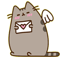 a cartoon cat with wings is holding an envelope with a heart on it