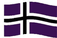 a purple and black flag with a black cross in the middle