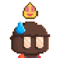 a pixel art of a person with glasses and a crown