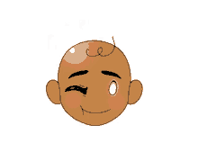 a drawing of a baby 's face with a wink on it