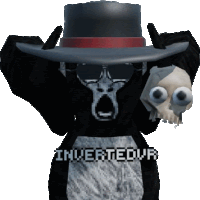 a cartoon character is wearing a top hat and sunglasses and holding a skull with the words invertedvr below it