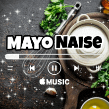 a picture of a bowl of mayonnaise with the words mayonaise on it