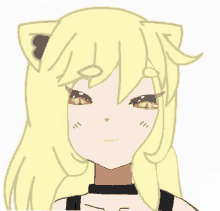 a drawing of a girl with a cat ear and yellow eyes