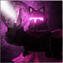 a picture of a robot with a purple light coming out of it