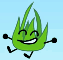 a cartoon drawing of a green plant with arms and legs .