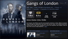 a poster for gangs of london showing two men