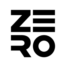 a black and white logo for a company called zero .