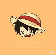 a drawing of monkey d luffy with the number 008 on the bottom right