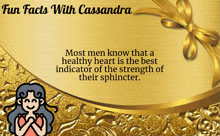 a gold background with fun facts with cassandra written on it