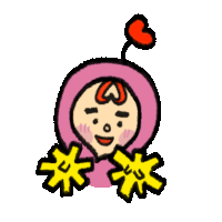 a cartoon drawing of a baby with a heart on his head